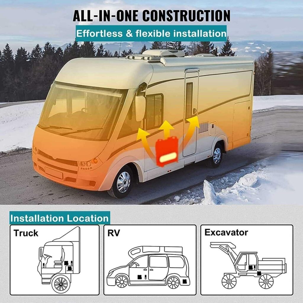 Diesel Air Heater, 12V/24V All in One Diesel Heater, Universal Diesel Fuel Heater with 4 Air Outlets, Remote Control, USB Charging Ports,for Car Bus RV Caravan Truck Boat