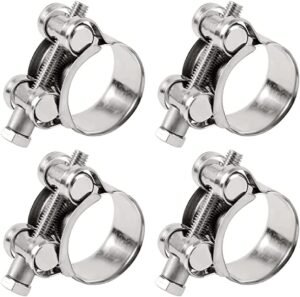 T-Bolt Hose Clamps, Adjust Tube Clamps 23-25mm 304 Stainless Steel Heavy Duty Pipe Tube Clamps (4 Pcs) 