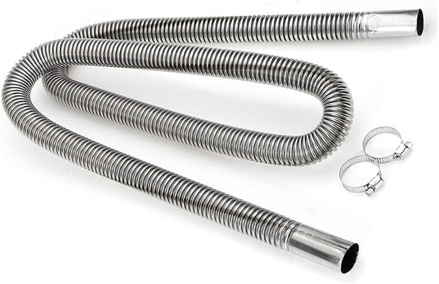 Parking Air Heater Exhaust Pipe, 2.5CM/1in Inner Stainless Steel Exhaust Pipe Parking Air Heater Fuel Tank Diesel Gas Vent Hose (150cm)