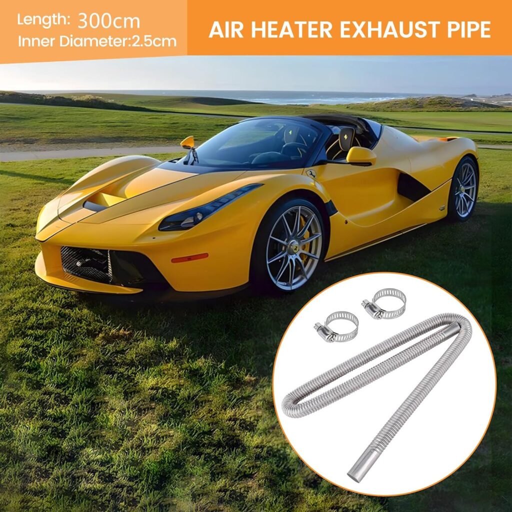 Parking Air Heater Exhaust Pipe, 2.5CM/1in Inner Stainless Steel Exhaust Pipe Parking Air Heater Fuel Tank Diesel Gas Vent Hose (150cm)