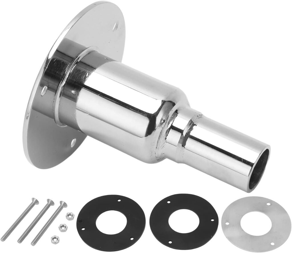 316 Straight Thru Hull Exhaust Skin Fitting,Thru Hull Exhaust Skin, Mirror Polished 24mm OD Marine Hardware Accessories, with Screws and Nuts, for Diesel Heater Marine Truck(Straight), diesel hea