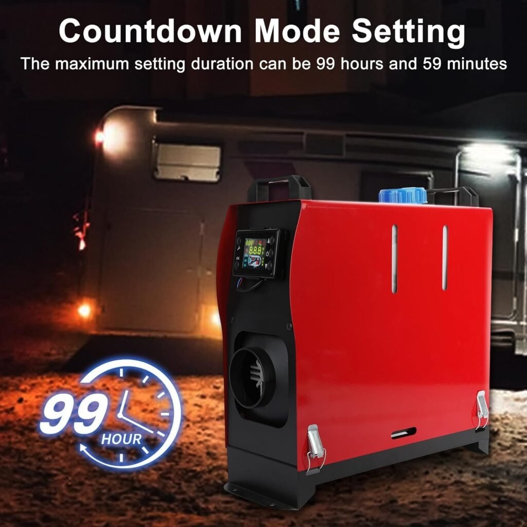 NEREIDS NET 12V 8KW Diesel Heater,Parking Heater All-in-One Air Diesel Parking Space Heater with Remote Control and LCD Screen Fast Heating for Tent, Car, RV, Truck, Camper, Trailer, Motorhome Red